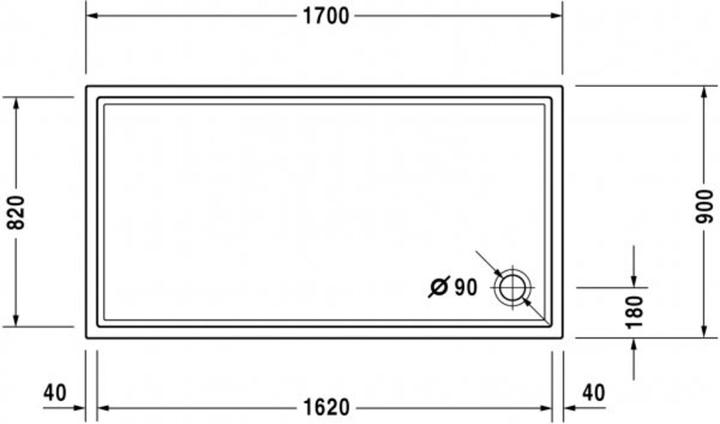Image du produit Duravit Receveur de douche rectangulaire STARCK SLIML 1700x900x60mm blanc