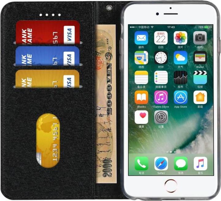 Actual product image Cover-Discount iPhone SE / 8 / 7 - Silk Texture Flip Case black (Apple iPhone SE (2nd Gen), Apple iPhone 8, Apple iPhone 7)
