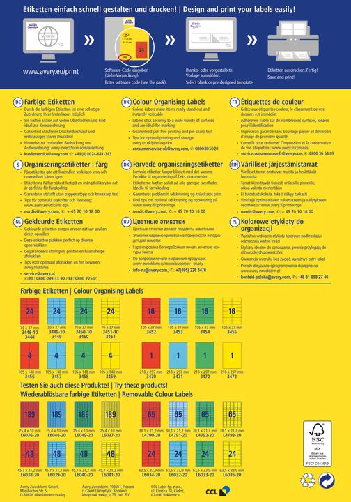 Actual product image Avery Organisational labels