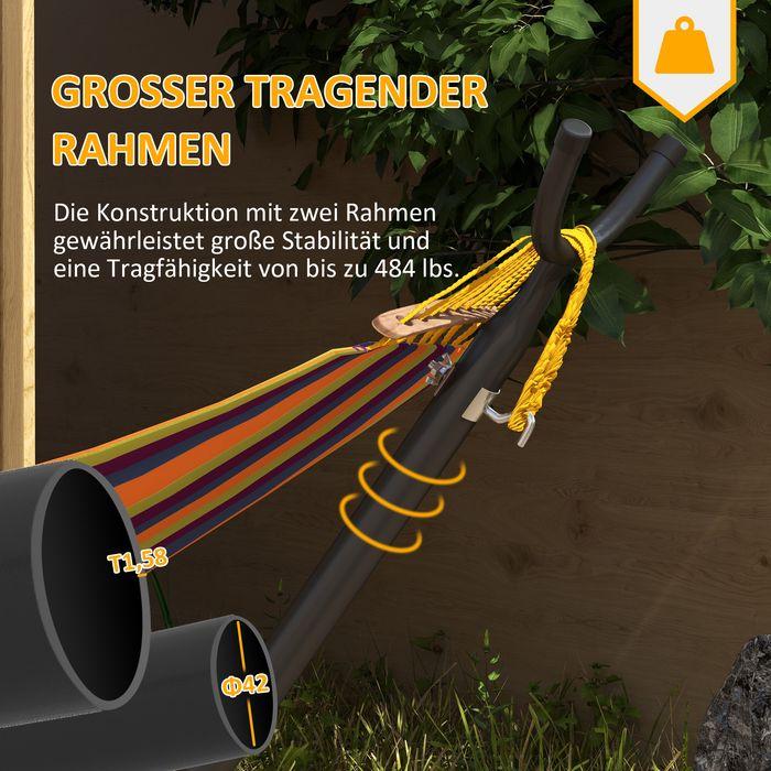 Actual product image Swisshandel24 Hängemattengestell mit Rollen, verstellbare Haken, bis 220 kg belastbar, stabiler Stahl (220 kg)
