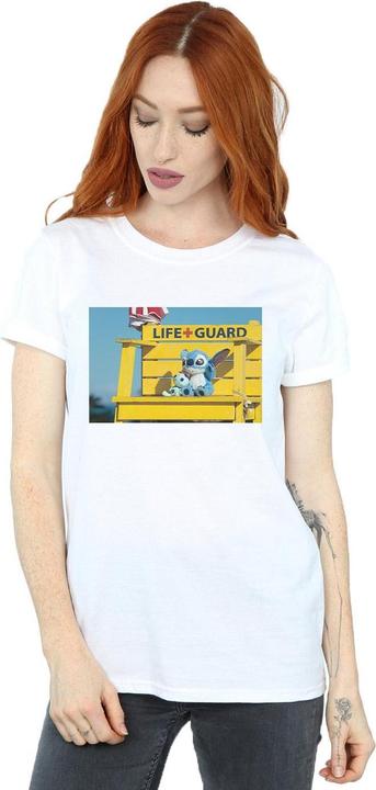 Actual product image Disney Womens/Ladies Lilo And Stitch Life Guard Cotton Boyfriend T-Shirt (L)