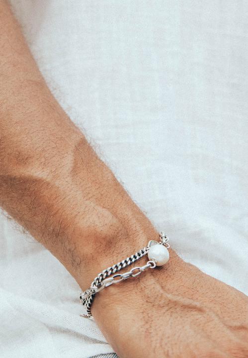 Immagine prodotto Haze & Glory Armband Gliderarmband - Chunky Perle 925 Silber (21 cm, Nessuna pietra, Argento 925, Perle coltivate d'acqua dolce)