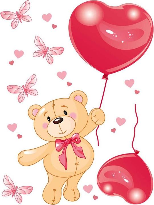 Actual product image Trenddeko Bear with balloon (30 x 40 cm, 45 x 60 cm, 60 x 80 cm, 75 x 100 cm, 90 x 120 cm)