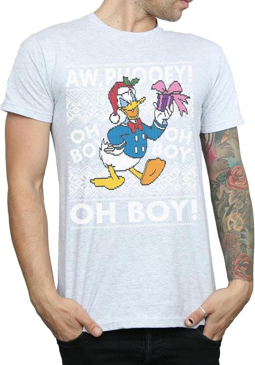 Actual product image Disney Mens Donald Duck Christmas Fair Isle T-Shirt (XL)