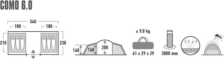 Produktbild High Peak Como 6.0 (Kuppelzelt, 9.01 kg, 6 Personen)