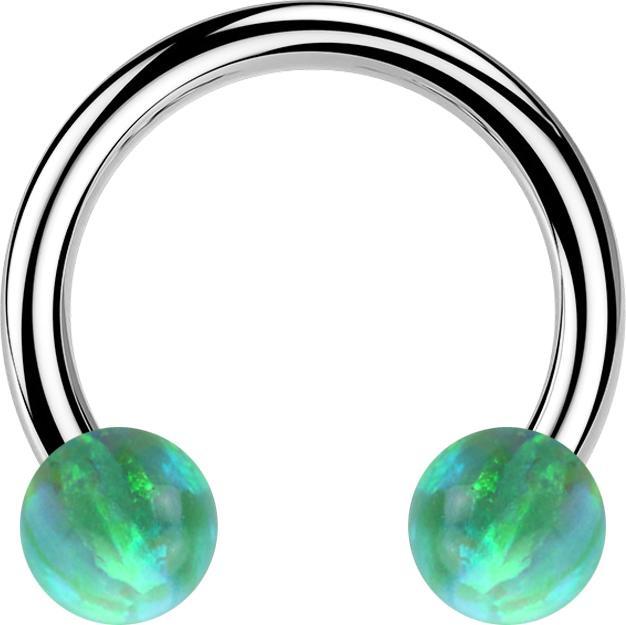 Produktbild Star Piercing Circular Barbell silber mit zwei Kugeln Opal grün (ohne Messing, Chirurgenstahl 316L)