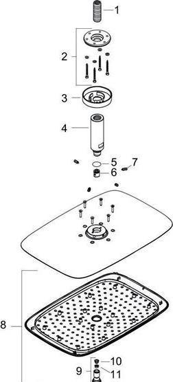 Produktbild hansgrohe HG Kopfbrause PURA VIDA 400 AIR 1jet 400 DN 15 Deckenans. 100 EcoSm 9 l/m chr (1 Strahlarten, 9 l/min)