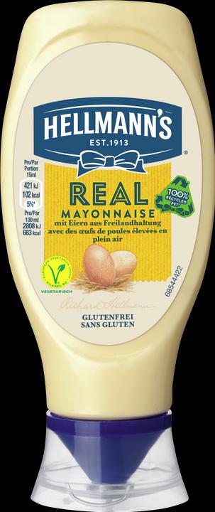Hellmann's Real Mayonnaise Squeezer, oeufs d'élevage en plein air, mayo pour burgers, frites & sandwichs (430 g)