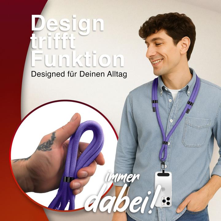 Image du produit Nalia HoldMe Lanyard Handykette - Universal Trageband für Smartphones - Verstellbar, Soft & Elastisch