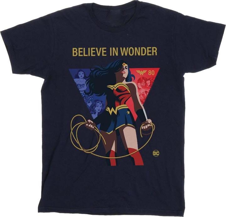 Image du produit - T-shirt WONDER WOMAN 80TH ANNIVERSARY BELIEVE IN WONDER POSE - Femme (S)
