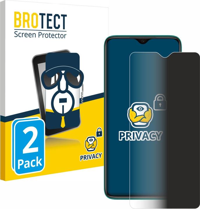 Productafbeelding BROTECT Anti-spionnetje privacyfolie Beschermfolie tegen blauw licht (2 Stuk, Xiaomi Redmi Note 8 Pro)