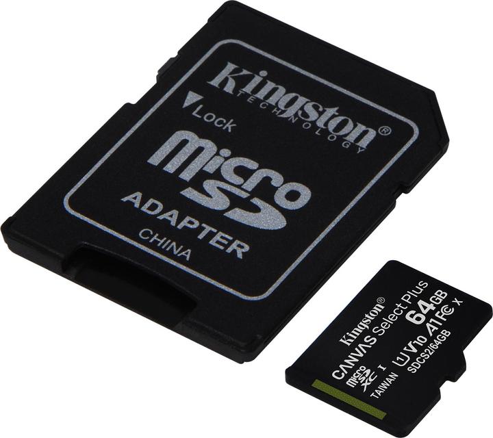 Immagine prodotto Kingston Canvas Select Plus microSD 64GB (64 GB, microSDXC, U3, UHS-I)