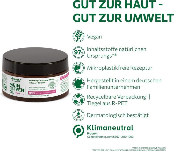 Actual product image Alkmene MEIN OLIVENÖL, Feuchtigkeitsspendende Intensiv Creme (Body cream, 200 ml)