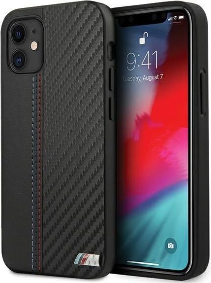 Immagine prodotto BMW M Custodia rigida in carbonio PU con punto tricolore per Apple iPhone 12 mini - nero (Apple iPhone 12 mini)
