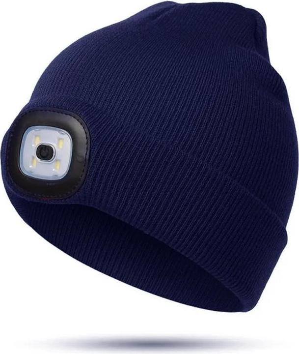Actual product image Out of the blue Beanie hat with LED light Universal size Navy