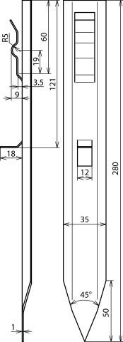 Actual product image Dehn Galvanised spacer 280mm 290002 for round and flat lath. (HKL 320) (280 mm)