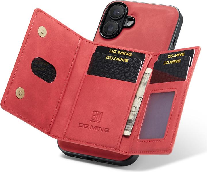 Actual product image Dg.Ming iPhone 13 - Etui, Leder-Optik, Kartenfach & Magnetverschluss, Rot (Apple iPhone 13)
