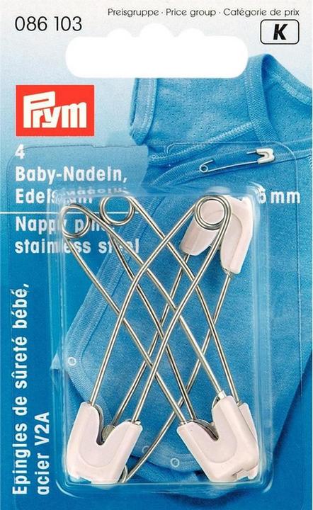 Actual product image Prym Baby safety pin, white 55 mm, carton 1'000 pcs.