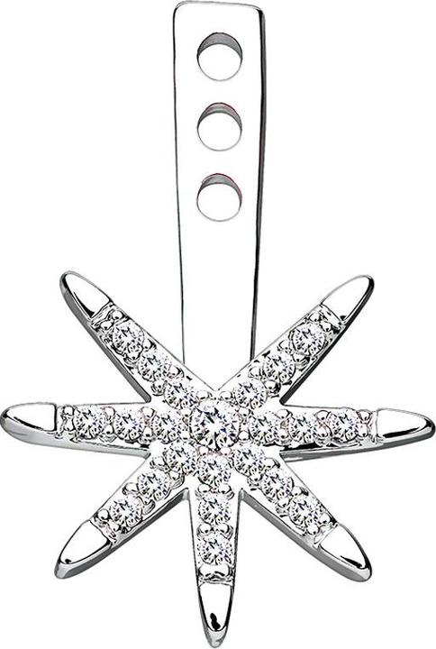 Actual product image Star Piercing Earring Ear Jacket silver with crystal star