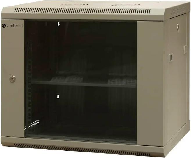 Produktbild Emiter EMITERNET Separater Wandschrank 19" 9HE unmontiert Blech/Glastür 600x450x500mm Breite/Tiefe/Höhe (19 Zoll Rack)