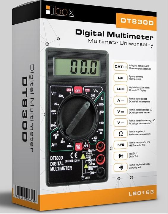Actual product image Libox Miernik uniwersalny DT830D LB0163 (CAT III 300V)