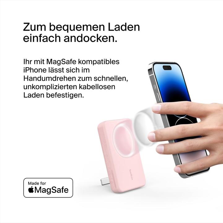 Immagine prodotto Belkin Magnetische Powerbank, MagSafe kompatible, mit Standfunktion für iPhone (5000 mAh, 7.50 W, 7.50 Wh)