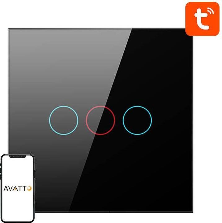 Avatto Interruttore intelligente ZigBee UE UE 3 vie TUYA (nero)