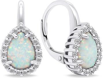 Brilio Silver - Charming silver earrings with synthetic opals EA636W