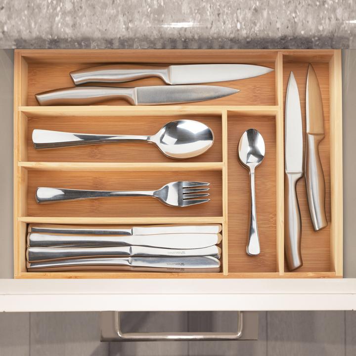Actual product image Relaxdays Bamboo cutlery tray