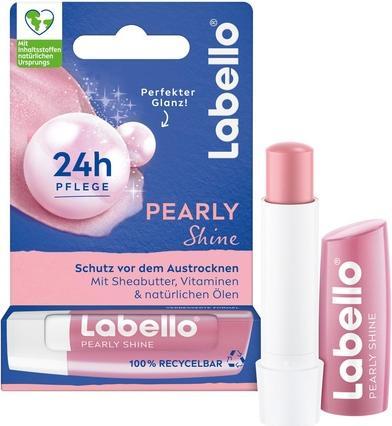 Labello Pearly Shine Lippenbalsam mit schimmerndem Perlenglanz für 24h Feuchtigkeit 4,8g (Pflegestift)