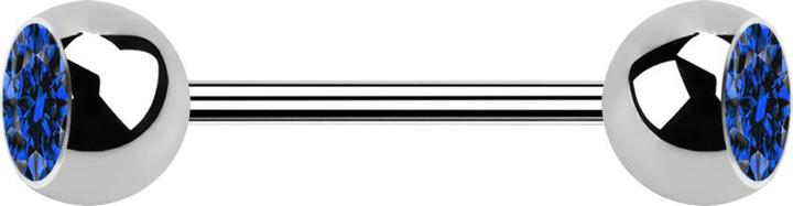 Produktbild Star Piercing Micro Barbell silber mit zwei Kugeln und Kristall dunkelblau (ohne Messing, Chirurgenstahl 316L)