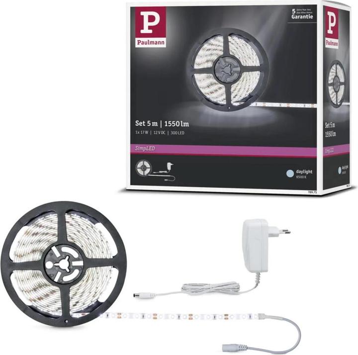 Image du produit Paulmann Ensemble complet de bandes LED SimpLED (Blanc froid, 500 cm, Intérieur)