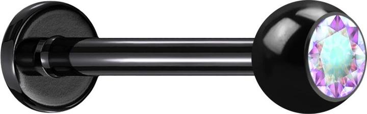 Star Piercing Micro Labret schwarz mit Kugel und Kristall multicolor (ohne Messing, Titan G23)