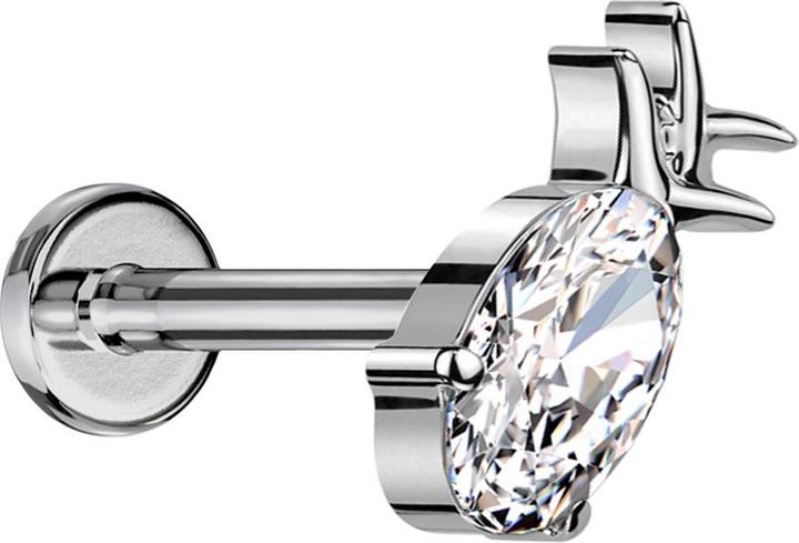 Image du produit Star Piercing Micro Labret femelle argenté Ananas argenté Cristal argenté (sans laiton, Titane G23)