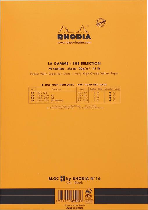 Image du produit Rhodia Bloc-notes (A5, Blanc, Couverture rigide)