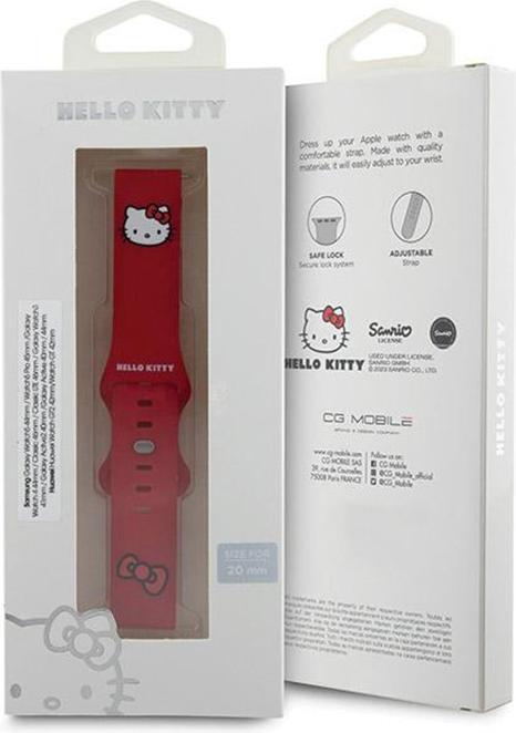 Image du produit Hello Kitty Pasek Uniwersalny HKUWMSCHBLR Silicone Kitty Head czerwony/red 20mm (20 mm, Silicone, Acier inoxydable, 44mm)