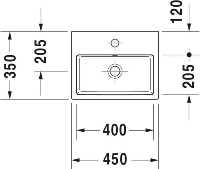 Actual product image Duravit Hand-rinse basin VERO AIR m ÜL HLB 450x350mm 1 tap hole white (350 mm, 450 mm)