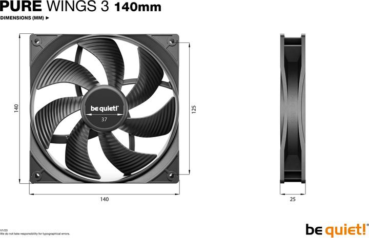 Produktbild be quiet! Pure Wings 3 140x140x25 (140 mm, 1 x)