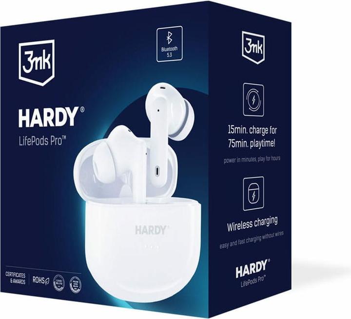 Image du produit 3MK Hardy LifePods Pro słcuhawki bezprzewodowe Bluetooth 5.3 ANC białe/white (ANC, 6.50 h, Sans fil)