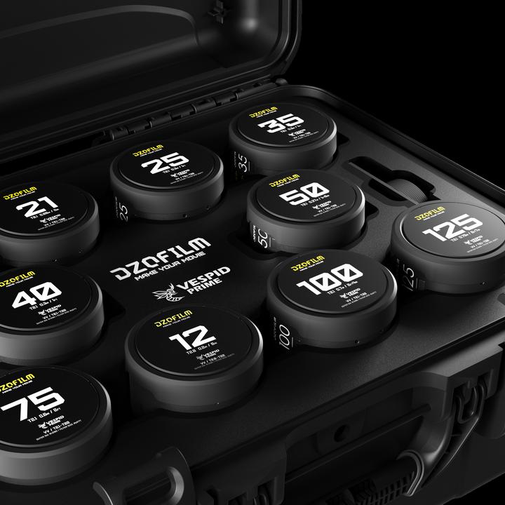 Produktbild Dzofilm Vespid Prime Cine 10-Lens Kit (12/16mm T2.8+21/25/35/40/50/75/100/125mm T2.1(PL+EF mount) (Vollformat)