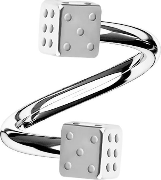 Actual product image Star Piercing Micro spiral silver with two cubes (Surgical steel 316L, without brass)