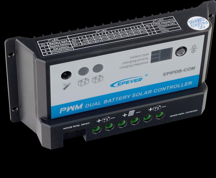 Image du produit Autosolar Régulateur de charge double PWM 20A pour 2 batteries
