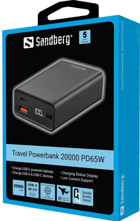 Actual product image Sandberg Travel Charger (20000 mAh, 65 W, 77 Wh)
