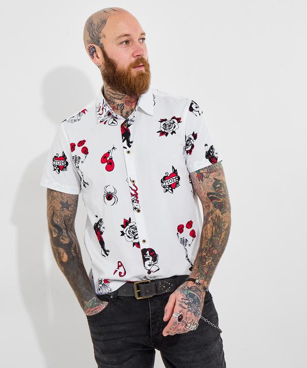 Produktbild Joe Browns Contrast Trim Short Sleeve Tattoo Print Shirt (S)
