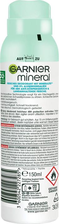 Produktbild Garnier Deo Spray Mineral Pure Active 150 ml (Spray, 150 ml)