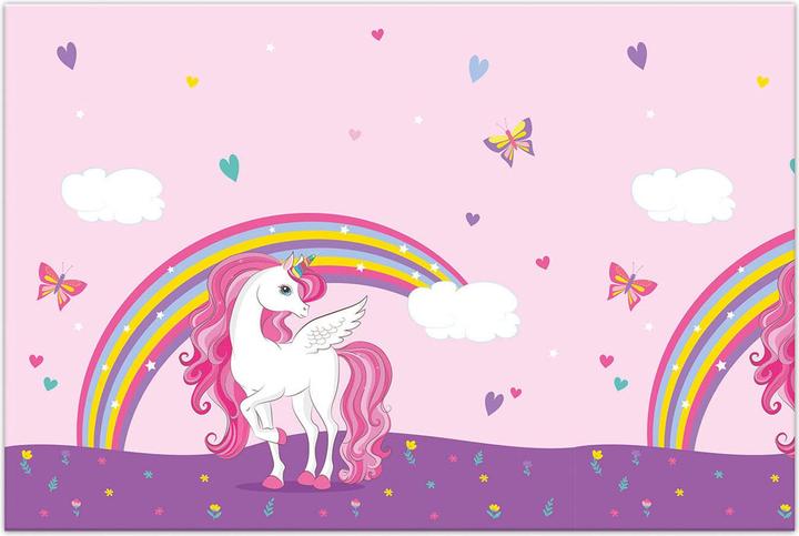 Actual product image Magni Procos 93761 - Unicorn Rainbow Colors tablecloth, size 120 x 180 cm, plastic, wipeable, birthday (120 x 180 cm)