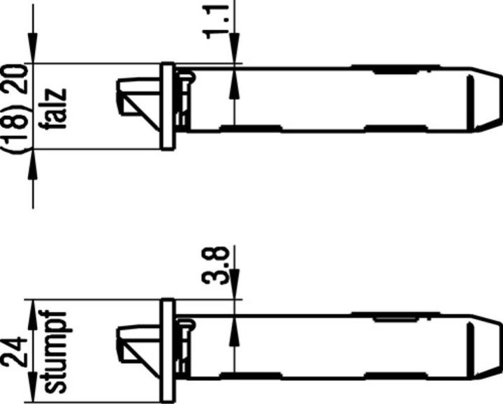 Actual product image BKS Zimmertür-Einsteckschloss 0215 nach 0215 20/8 mm DIN links abgerundet (Mortise lock)