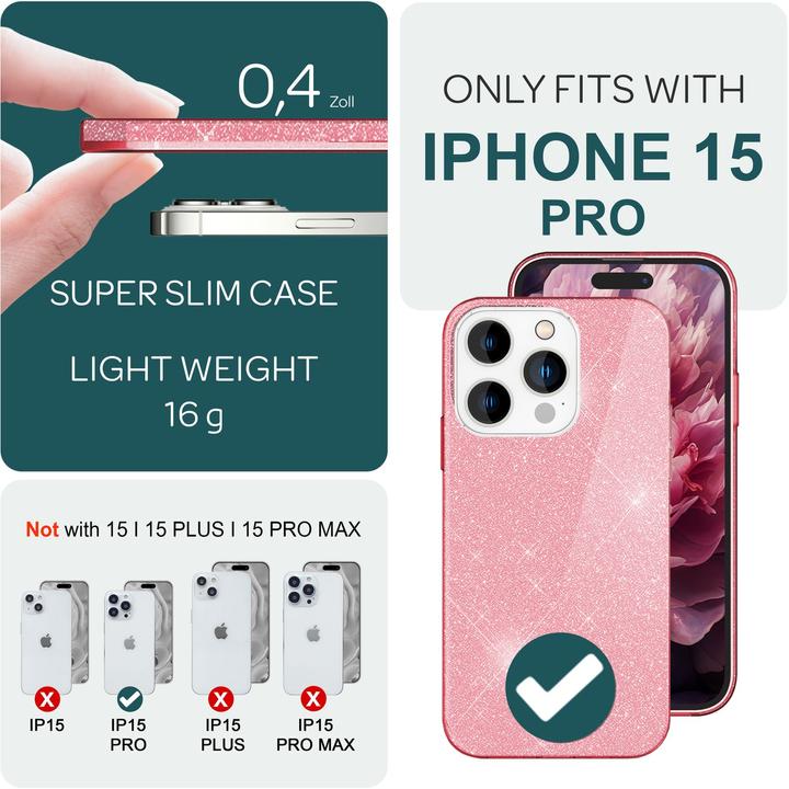 Immagine prodotto Nalia Copertina glitterata (Apple iPhone 15 Pro)