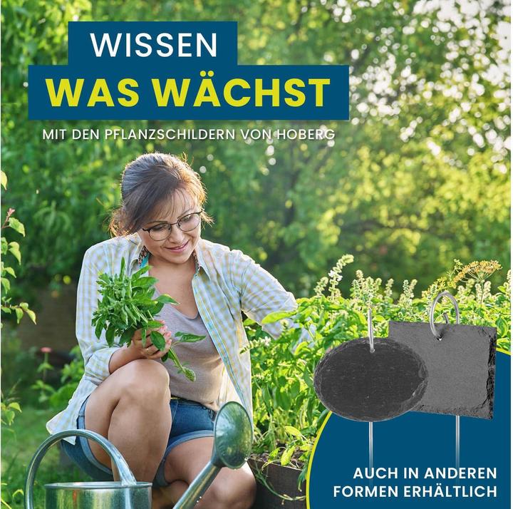 Produktbild Hoberg Pflanzschilder Set Schiefer Herz, 10 Stück, Zubehörtyp (40 cm, 10 cm)