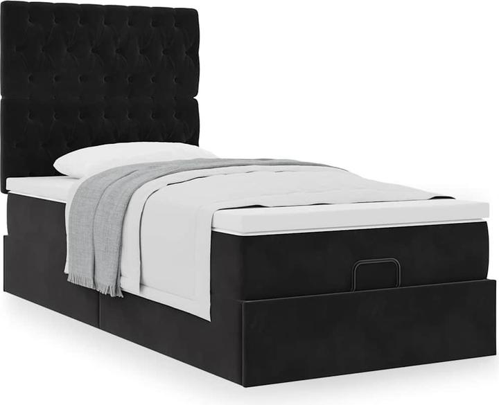 Image du produit VidaXL Ottoman-lit avec matelas Noir 120x200 cm velours Cadre de lit (120 x 200 cm)